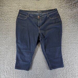 HS Jeans Womens 22W Dark Blue Stretch Denim Classic 5-Pocket Style Capri